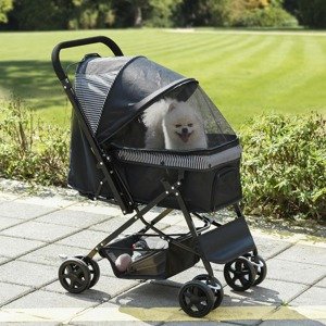 PawHut Kočárek pro psy do 43 cm, skládací, černý