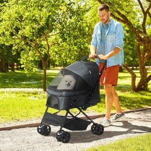 PawHut Kočárek pro psy do 43 cm, skládací, šedý