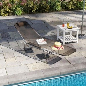 Outsunny Skládací lehátko s opěrkou