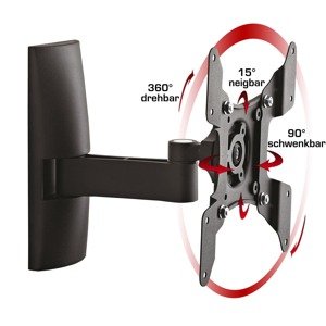 Univerzální nástěnný držák TS 2, s naklápěcím a otočným mechanismem, černý