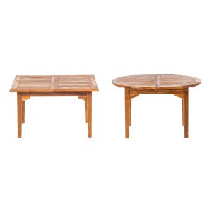 DEOKORK Teakový stůl ELEGANTE 160 / 220 × 100 × 78 cm | ovál | rozkládací