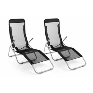 Garthen 40044 Zahradní sada 2 x lehátko s černou textilií - skládací