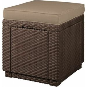 Allibert CUBE 6705 Polyratanový taburet s poduškou hnědá
