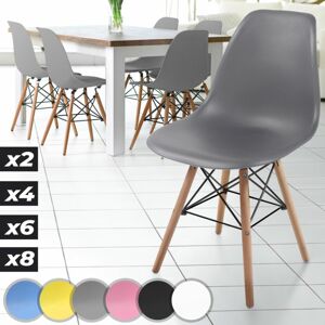 Miadomodo 80542 Miadomodo Sada 6 jídelních židlí s plastovým sedákem, šedá