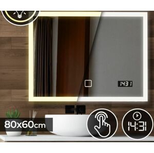 80587 Aquamarin Koupelnové zrcadlo s LED osvětlením, 80 x 60 cm