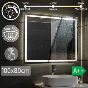 Aquamarin Koupelnové zrcadlo s LED osvětlením, 100 x 80 cm 80780